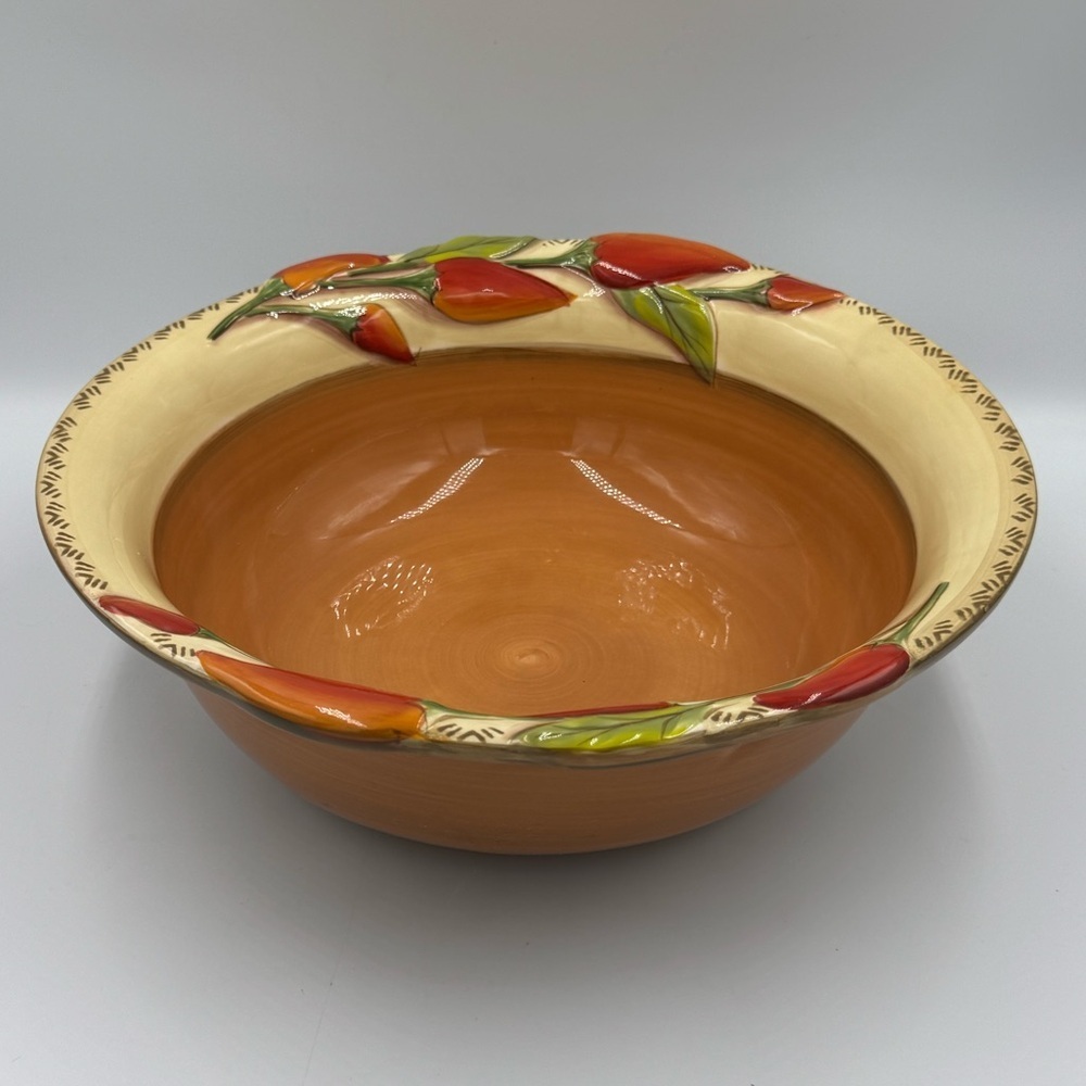 Clay Art Serrano Red Pepper Large Serving Bowl